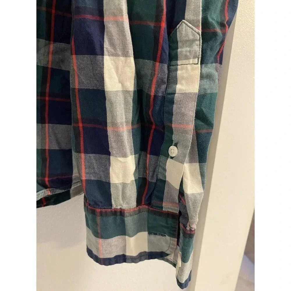 J CREW PLAID BUTTON DOWN FRONT POCKET - SLIM FIT - MENS - SIZE XL